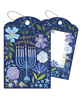 Floral Menorah Gift Tags