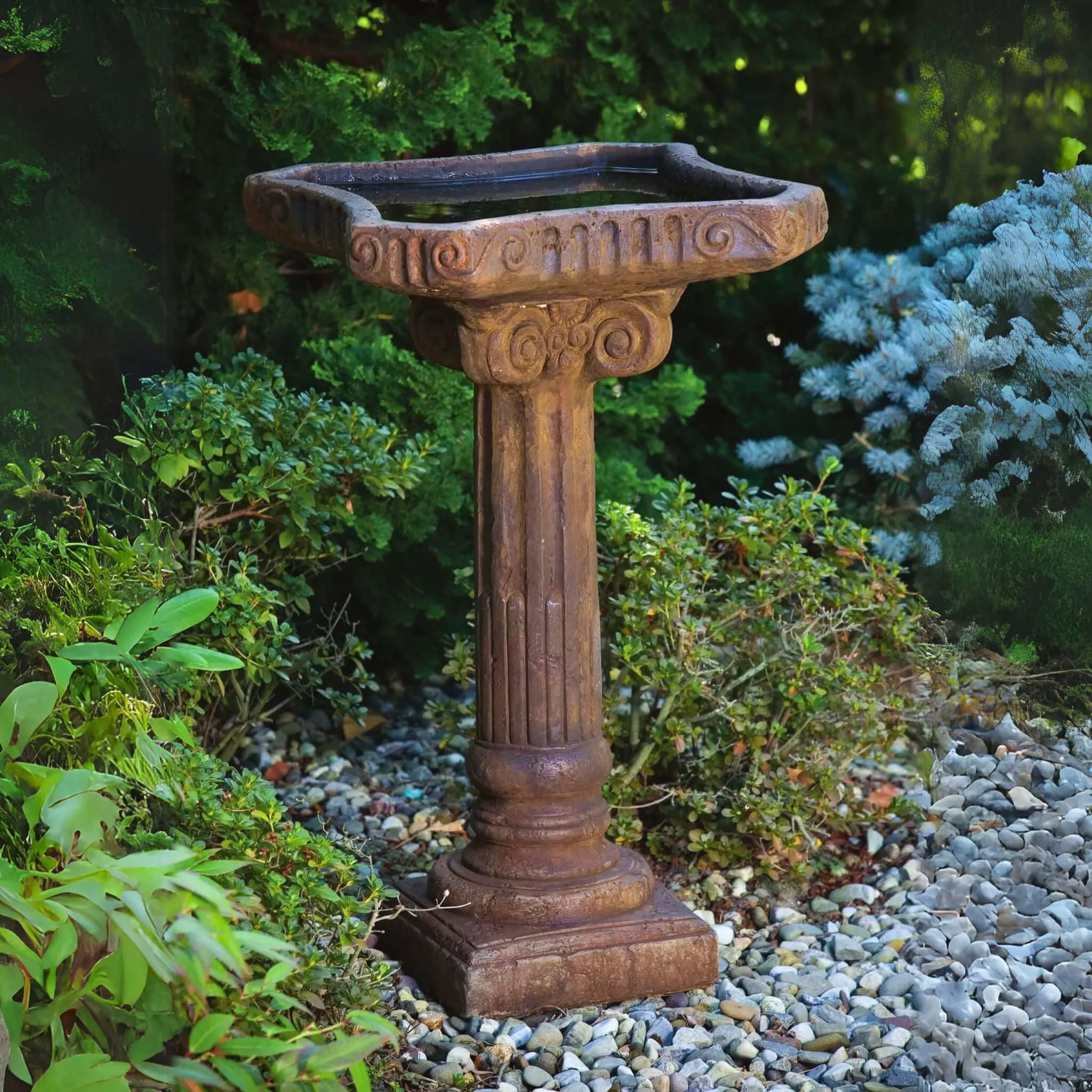 fluted-1-piece-concrete-bird-bath-massarellis-9730 Fluted 1-Piece Concrete Bird Bath - Massarellis #9730