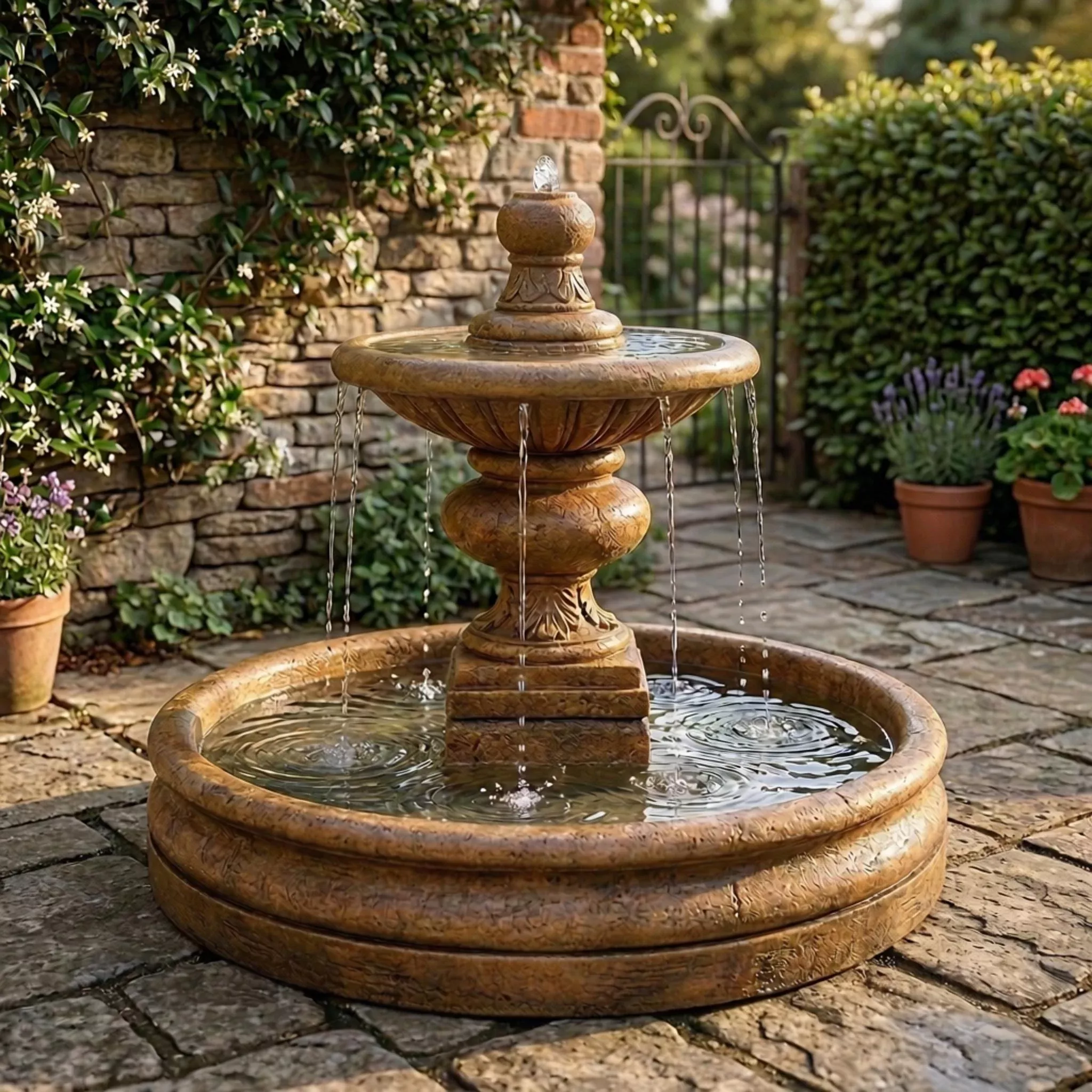 Formal Garden Fountain with 46 inch Basin