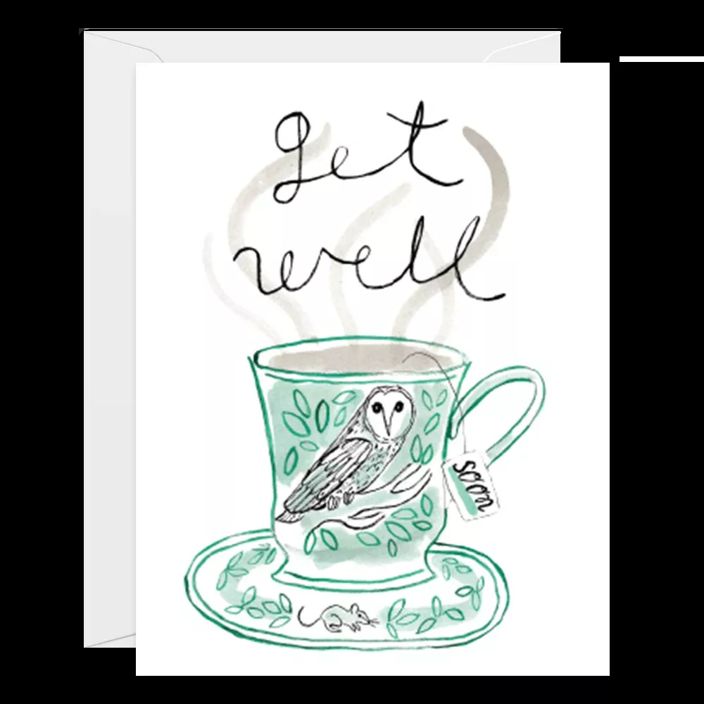 Get Well Card- Owl Teacup
