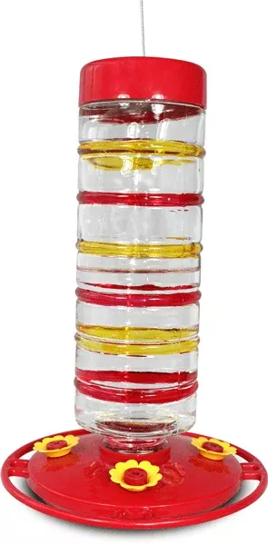 glass-hummingbird-feeder-with-painted-rings Glass Hummingbird Feeder with Painted Rings