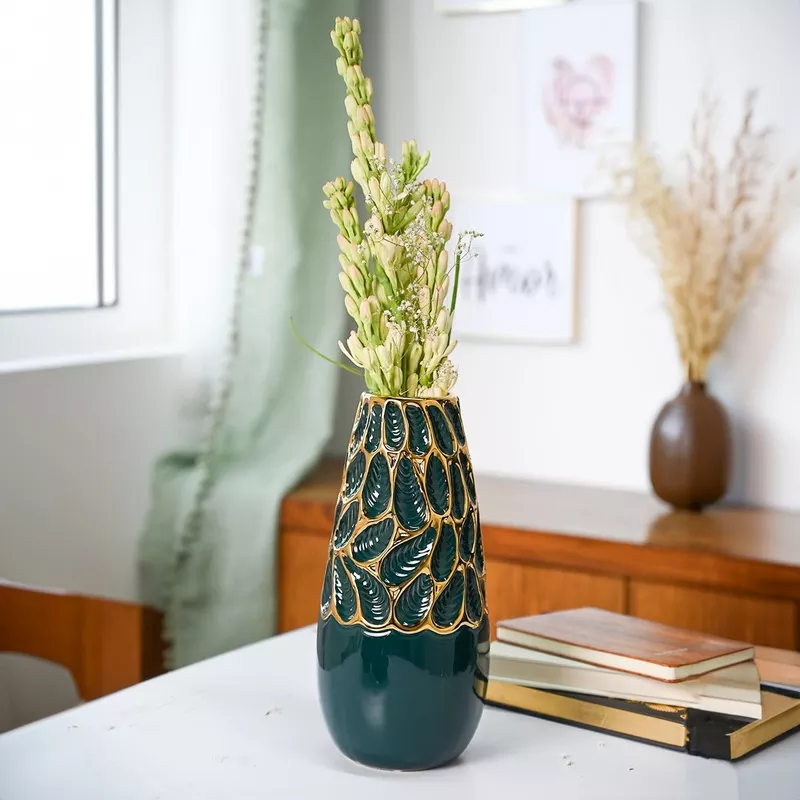 golden-teal-abstract-ceramic-vase Golden & Teal Abstract Ceramic Vase
