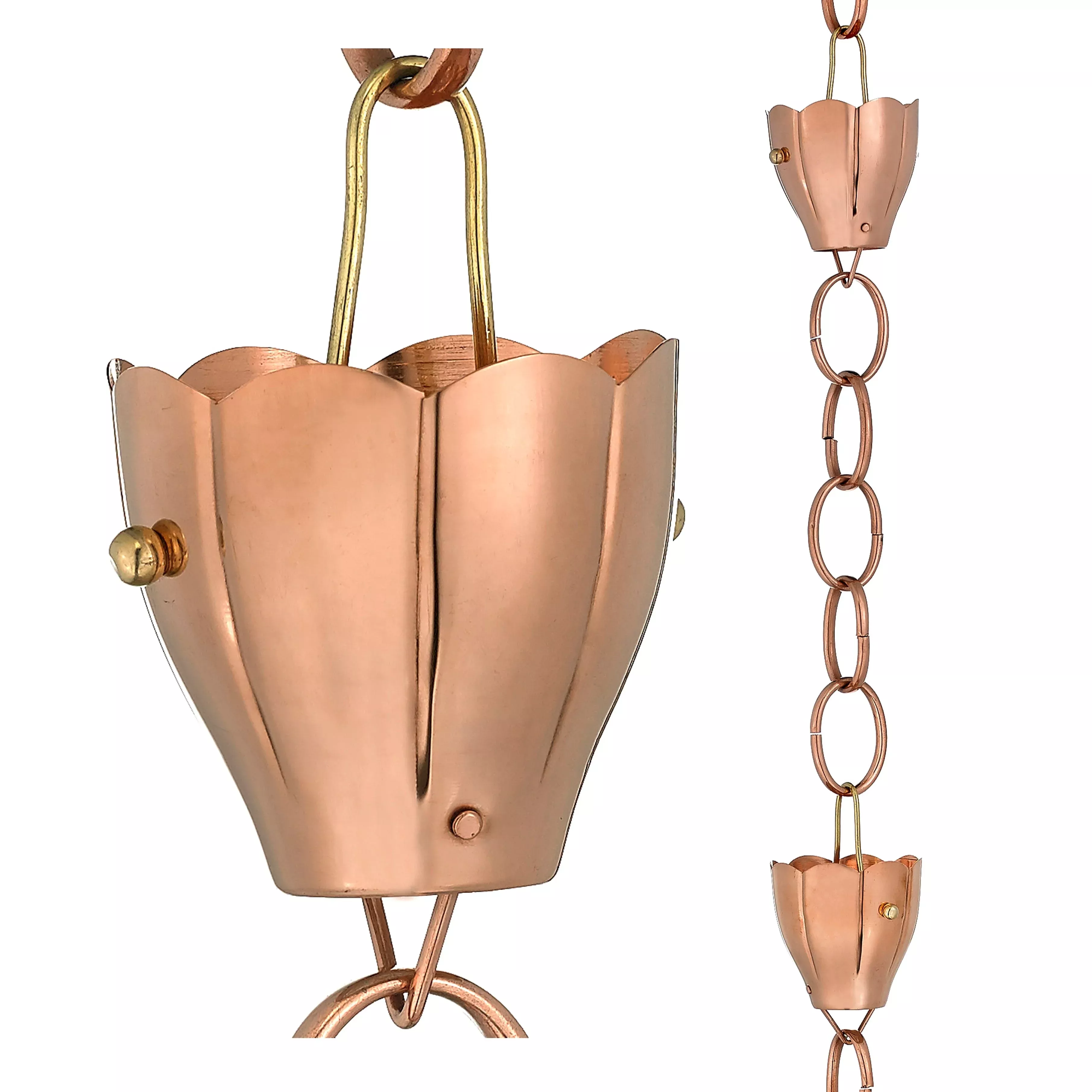good-directions-6-cup-crocus-pure-copper-8-5ft-rain-chain Good Directions 6 Cup Crocus Pure Copper 8.5ft. Rain Chain