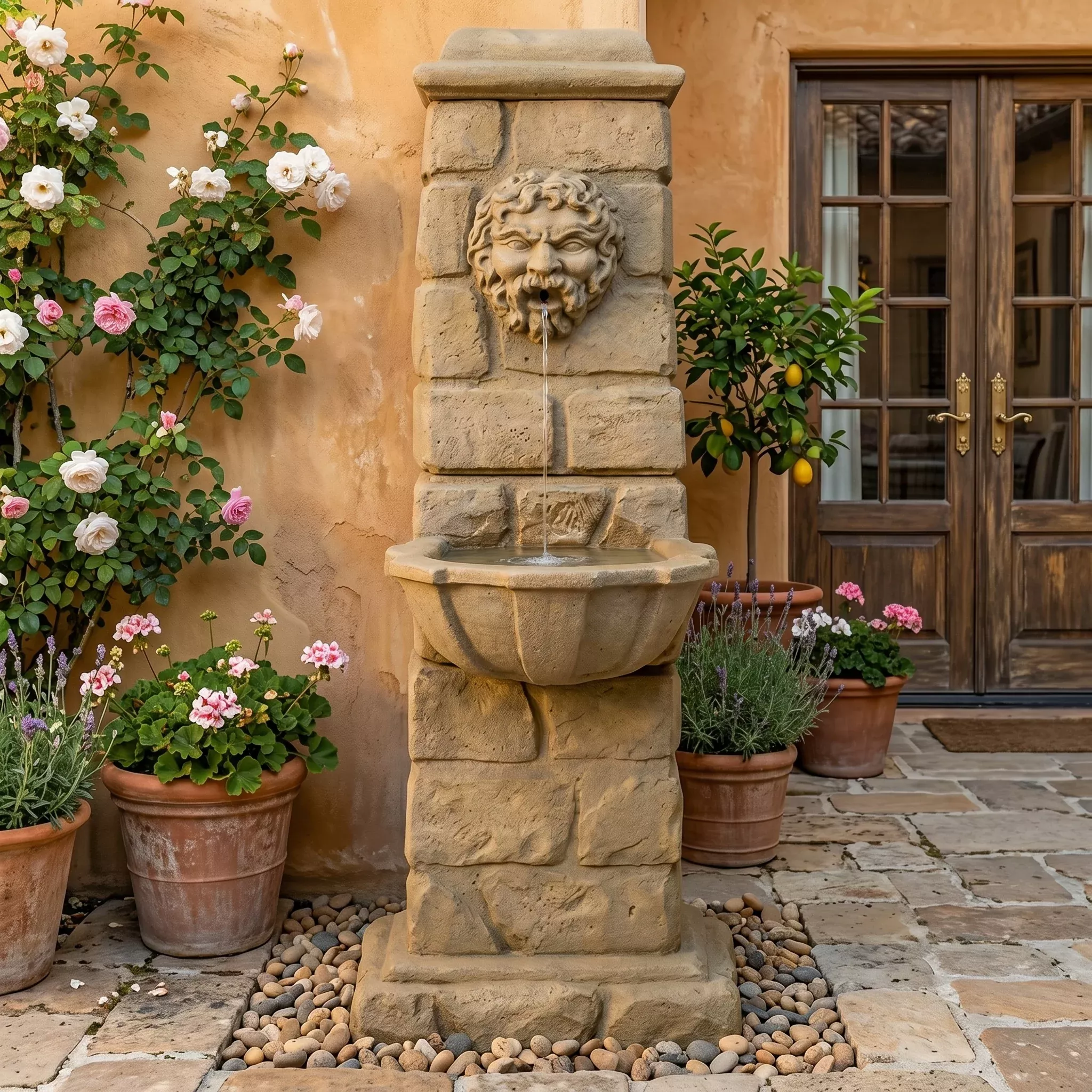 green-man-column-outdoor-water-fountain Green Man Column Outdoor Water Fountain