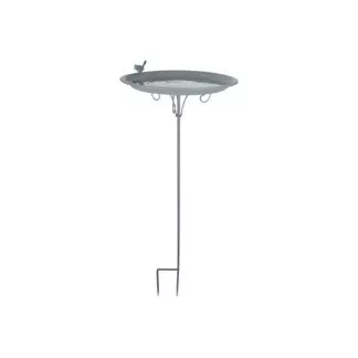 Grey Metal Birdbath on a Stake