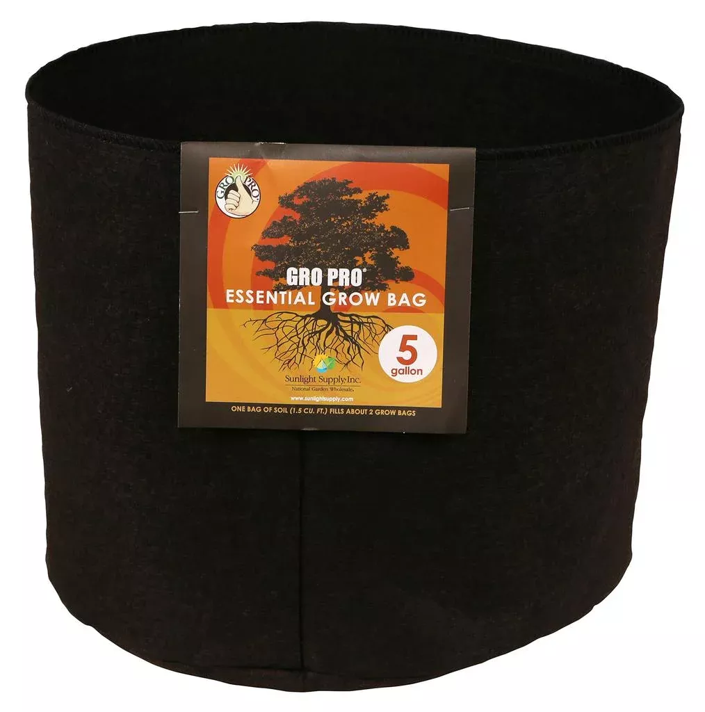 gro-pro-essential-round-fabric-pot-black-5-gallon Gro Pro Essential Round Fabric Pot - Black 5 Gallon
