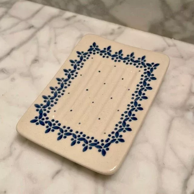 hand-painted-polish-floral-ceramic-soap-dish-vine Hand-painted Polish Floral Ceramic Soap Dish - Vine