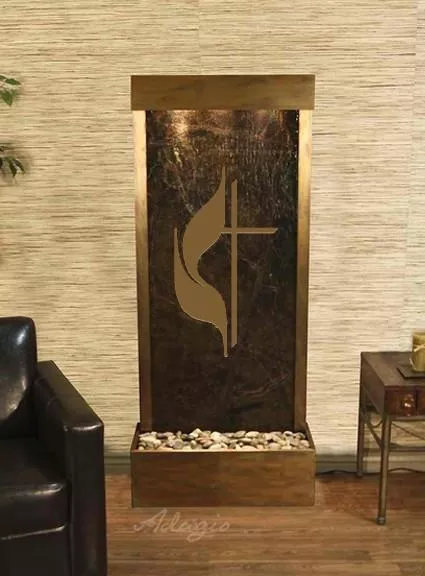 Harmony River Floor Fountain with Logo - Rear Mounted