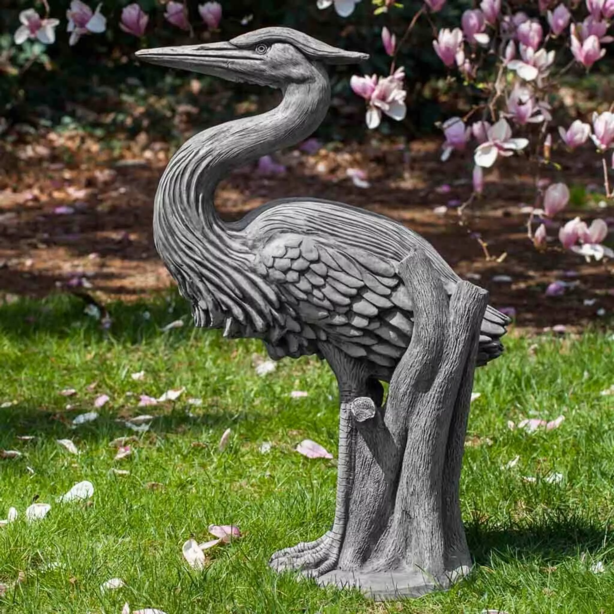 Heron (3 ft.) Concrete Garden Statue - Campania #A524