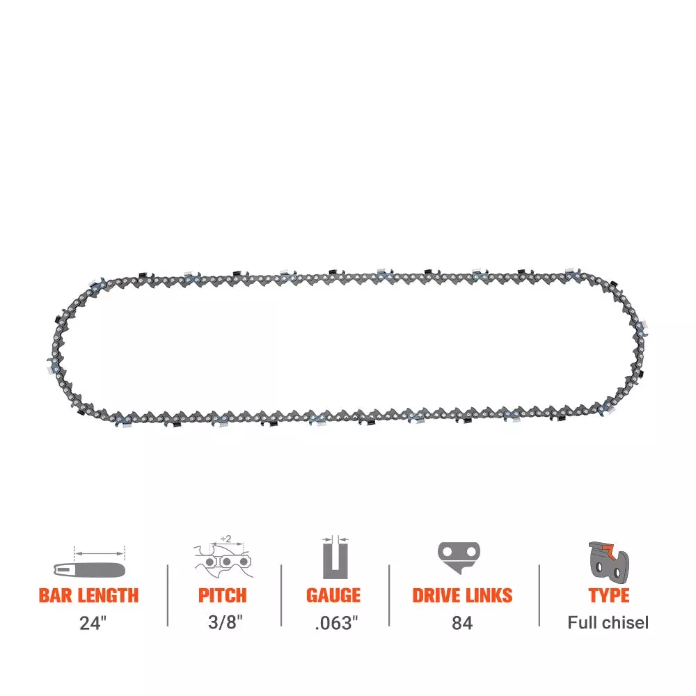 hipa-full-skip-chain-3-8-063-84-dl-24-inch-husqvarna-372xp-394xp-572xp-576xp-jon Hipa Full Skip Chain 3/8" .063" 84 DL 24 Inch For Husqvarna 372XP 394XP 572XP 576XP Jonsered 2165 2065 Stihl RedMax Chainsaw