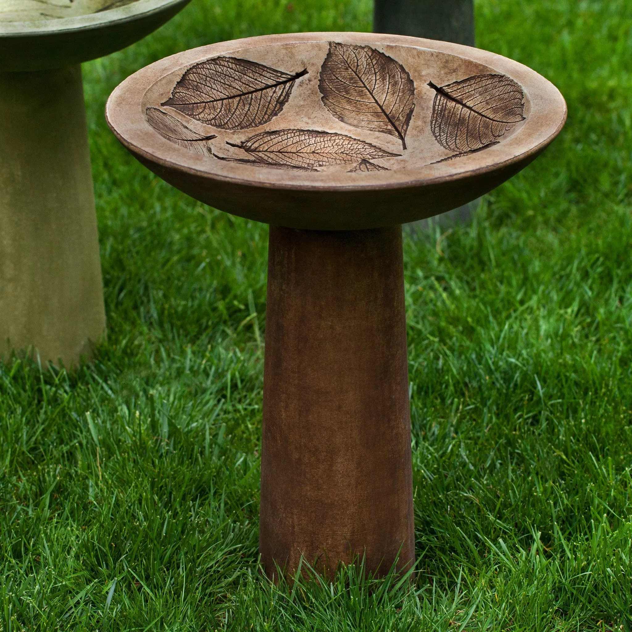 hydrangea-leaf-cast-stone-birdbath Hydrangea Leaf Cast Stone Birdbath