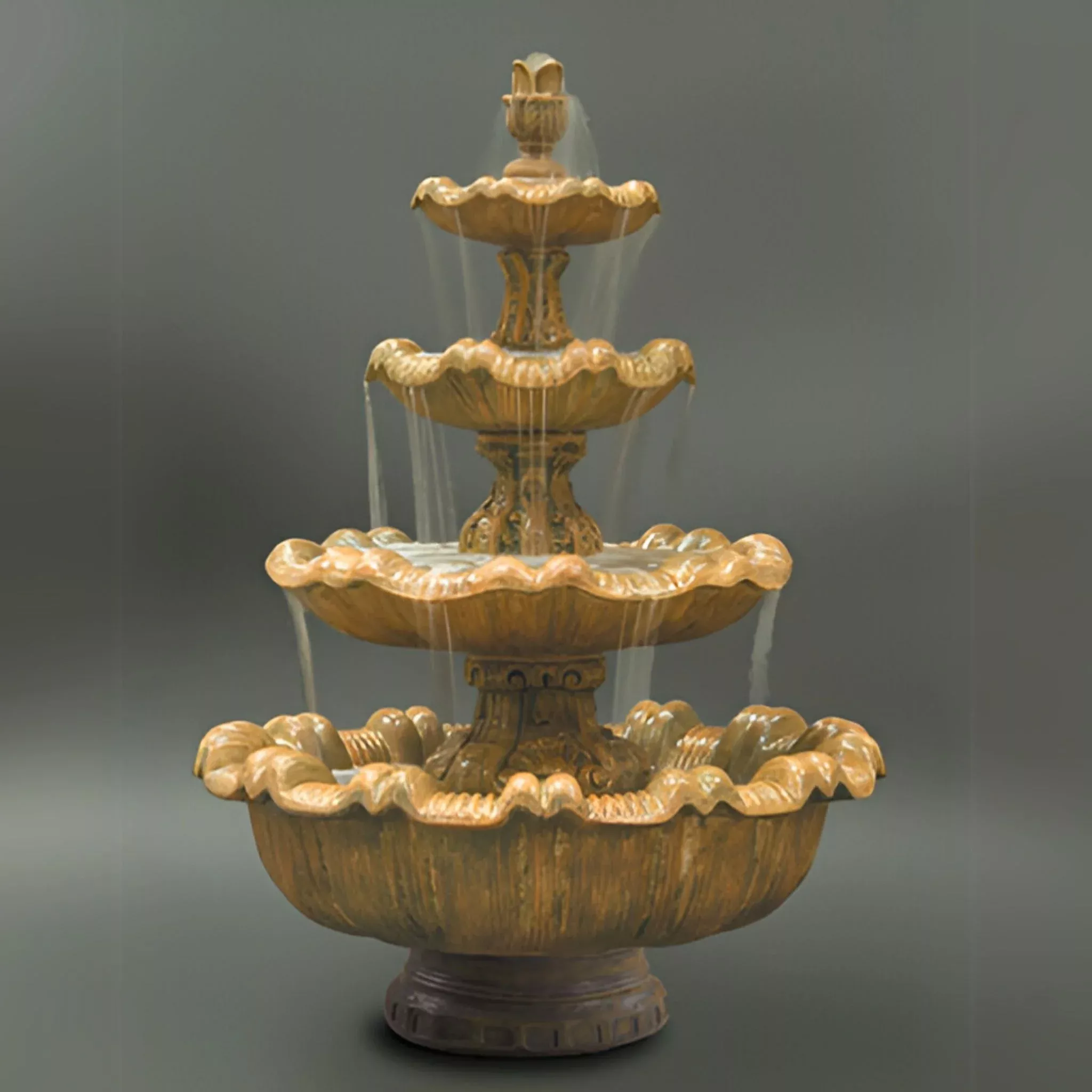 Italian Low 4-Tier Concrete Fountain - Fiore #IT4