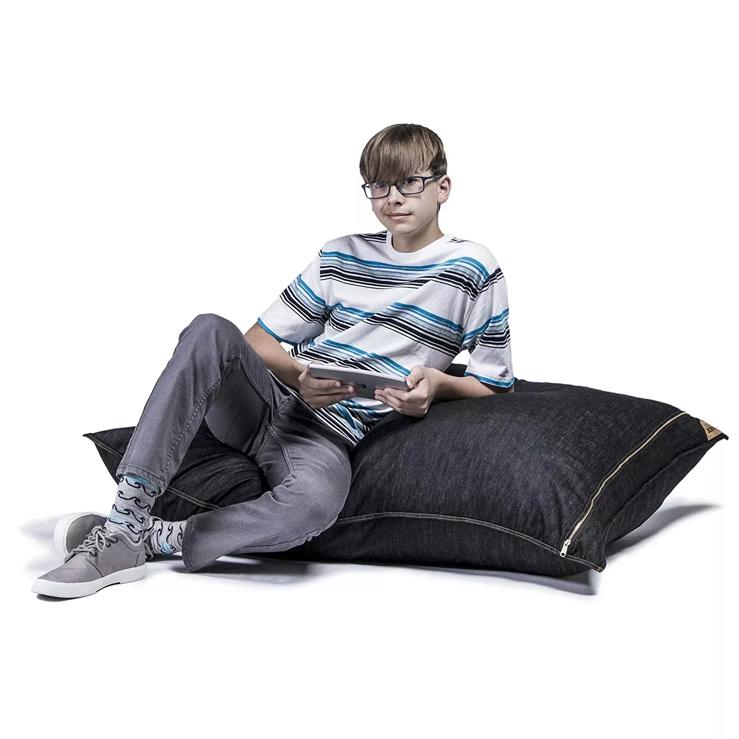 Jaxx 3.5 ft Pillow Saxx Kids Bean Bag in Dark Denim
