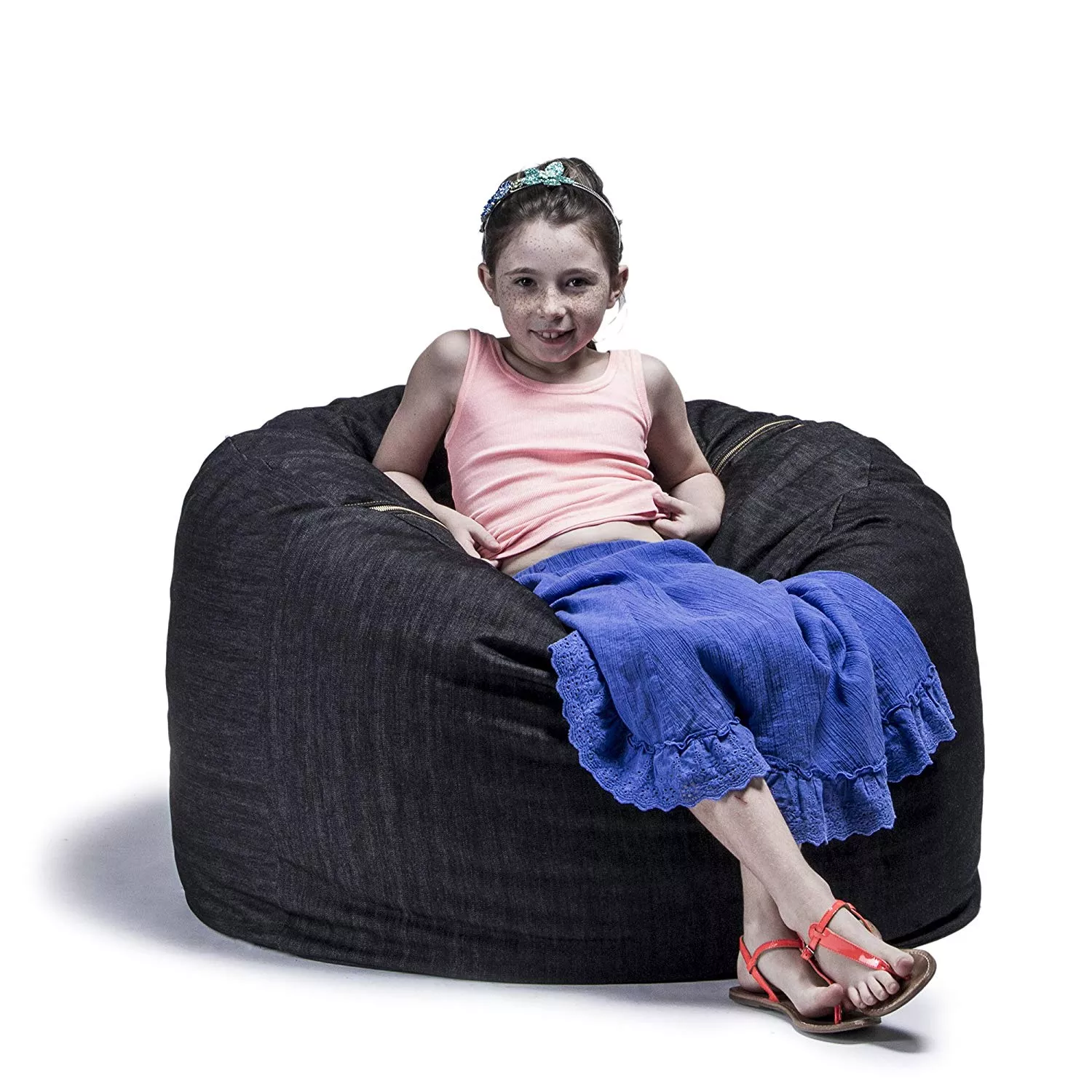 Jaxx 3 Foot Bean Bag Chair in Denim Black