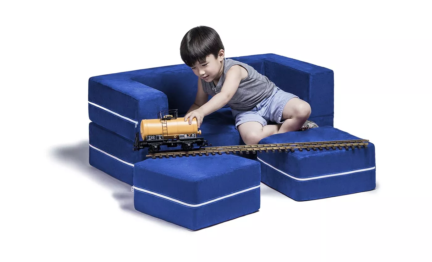 Kids Zipline Convertible Loveseat & Ottomans