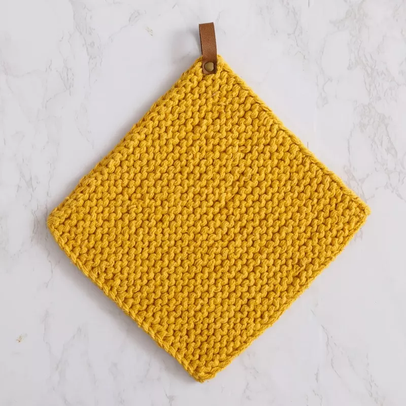 knitted-pot-holder-ocher Knitted Pot Holder Ocher