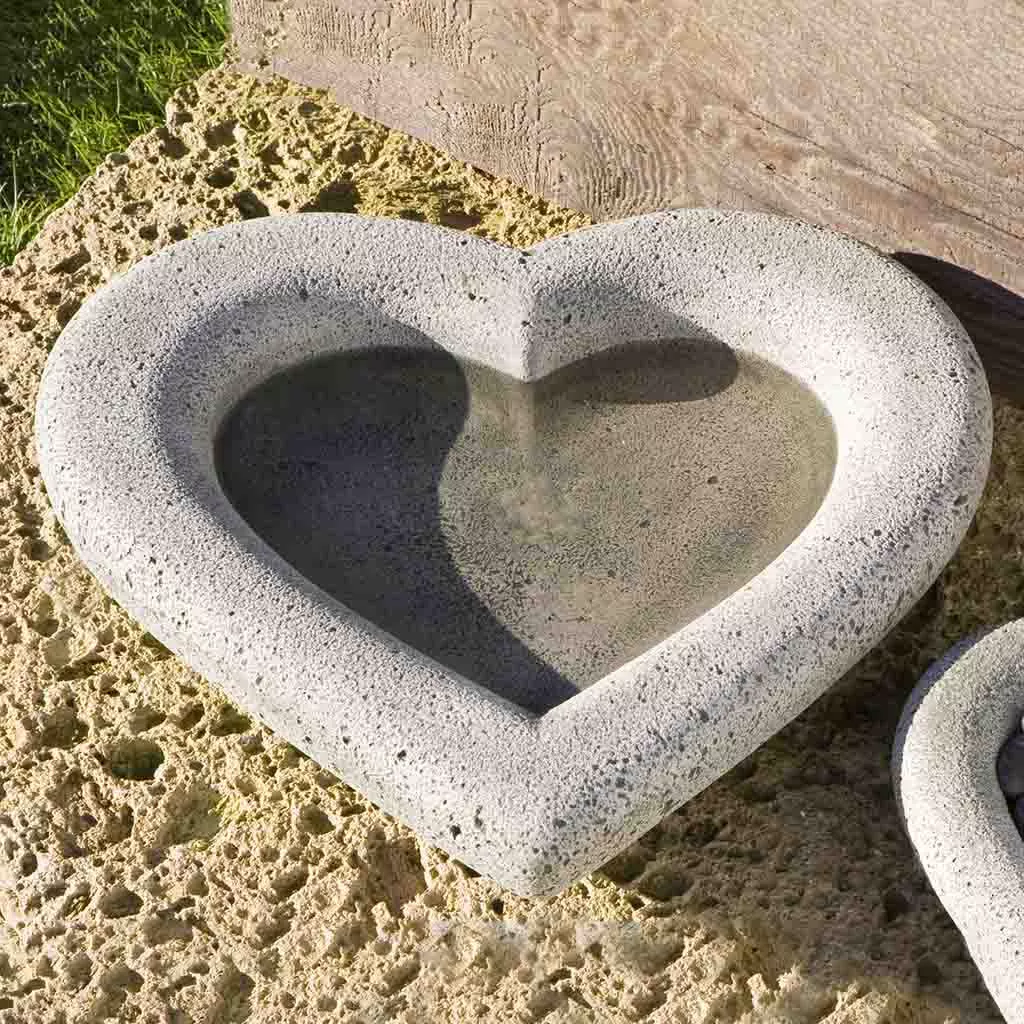 large-heart-shell-cast-stone-birdbath Large Heart Shell Cast Stone Birdbath