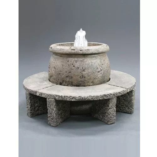 mall-cast-stone-fountain-with-granite-benches Mall Cast Stone Fountain with Granite Benches
