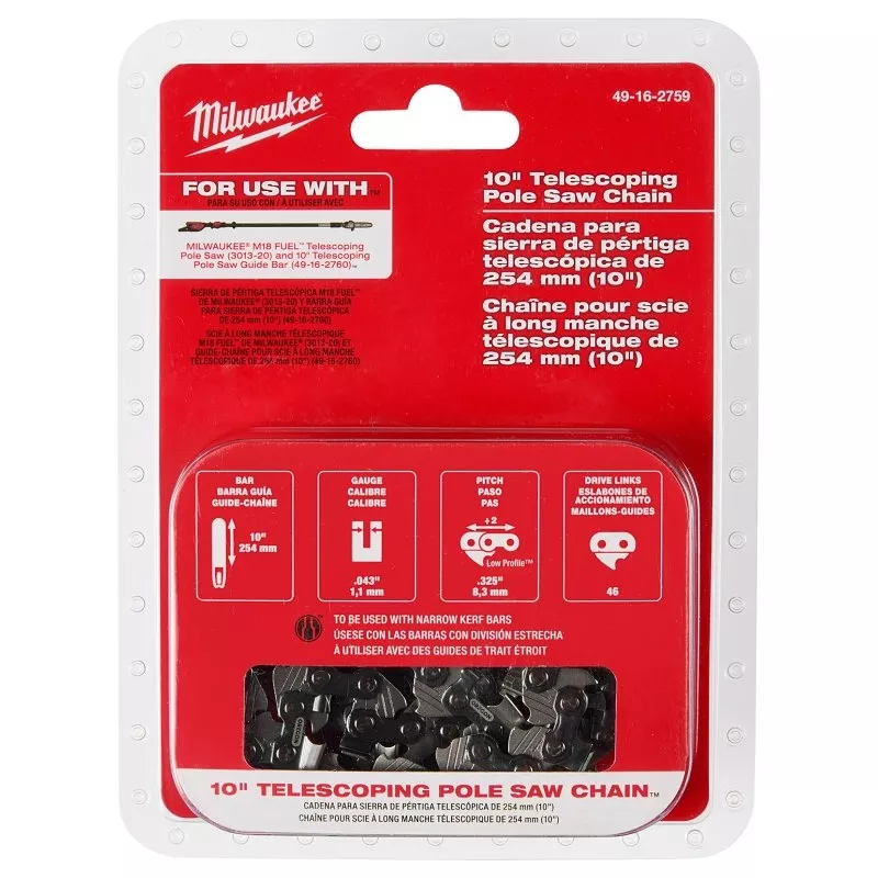 milwaukee-m18-49-16-2759-telescoping-pole-saw-chain-10-ft-l-bar-0-043-in-gauge-0 Milwaukee M18 49-16-2759 Telescoping Pole Saw Chain, 10 ft L Bar, 0.043 in Gauge, 0.325 TPI/Pitch, 46-Link