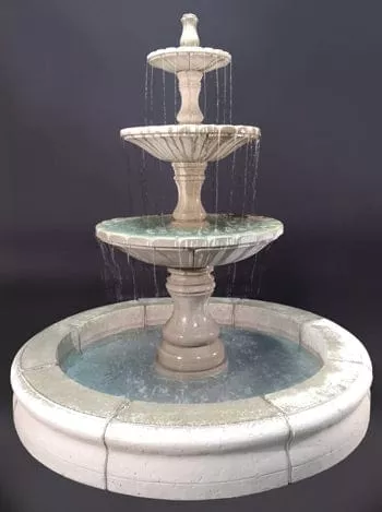 monaco-three-tier-fountain-with-fiore-pond-gray Monaco Three Tier Fountain with Fiore Pond, Gray