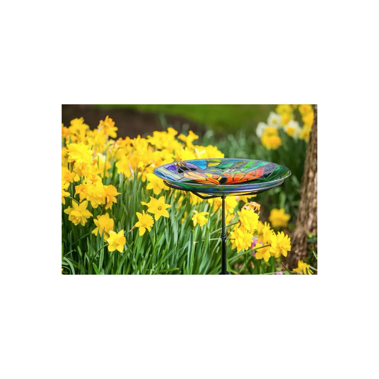 Monarch Butterfly Glass Birdbath