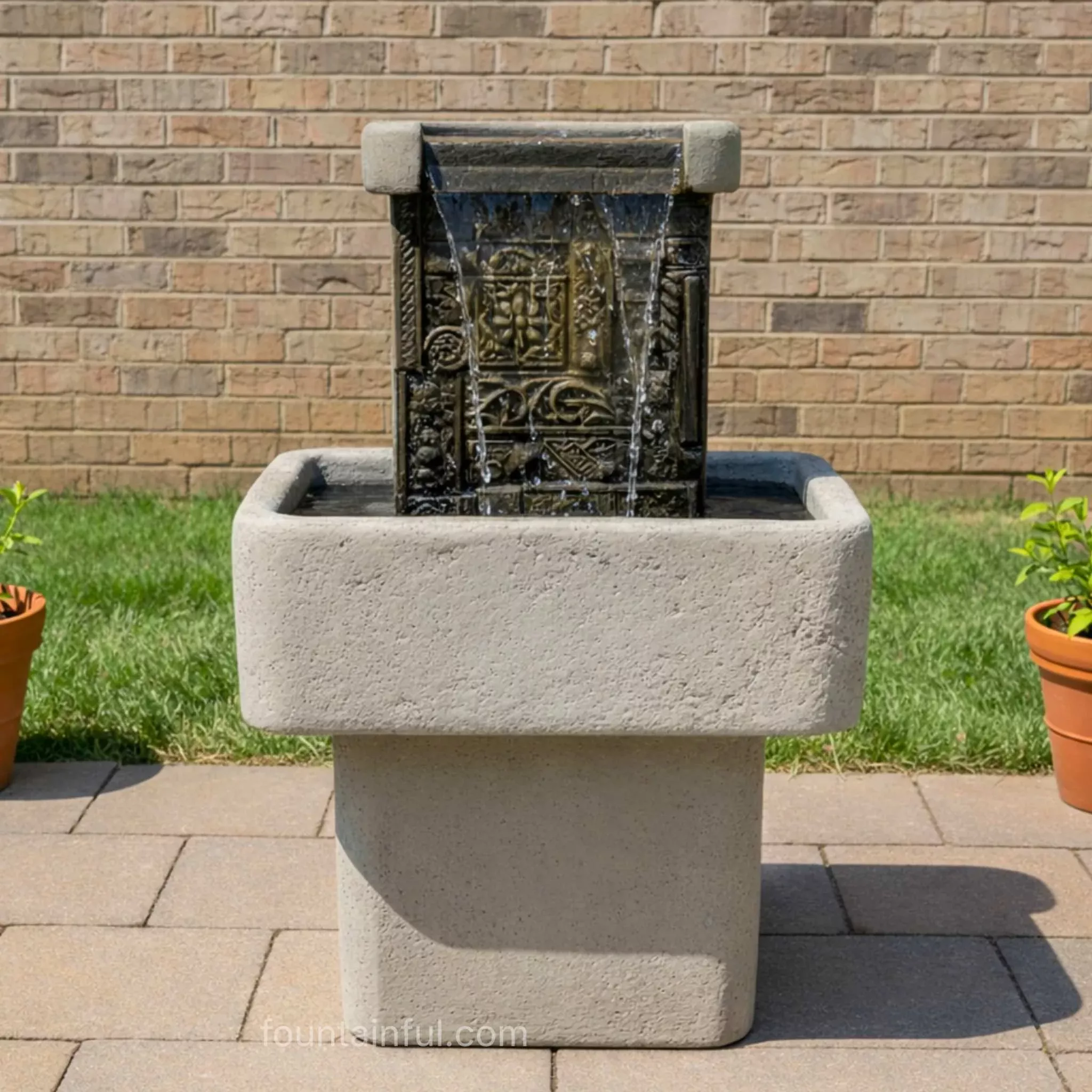 Mosaic Concrete Wall Fountain - Fiore #2095