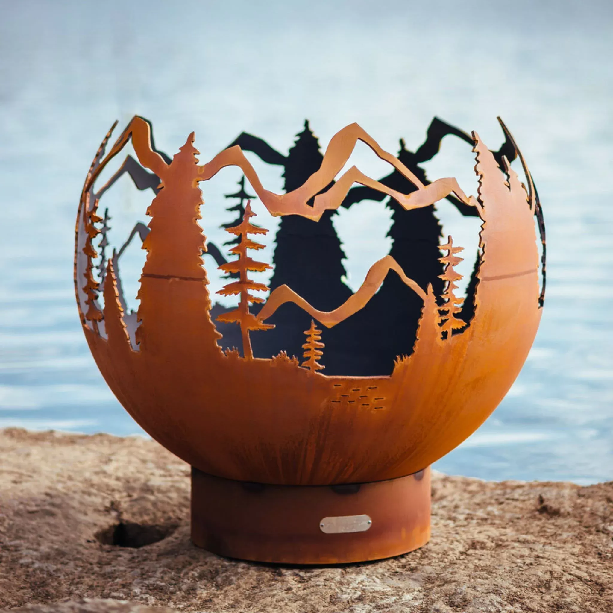 mountain-vista-wood-burning-fire-pit-in-steel-fire-pit-art Mountain Vista Wood Burning Fire Pit in Steel - Fire Pit Art