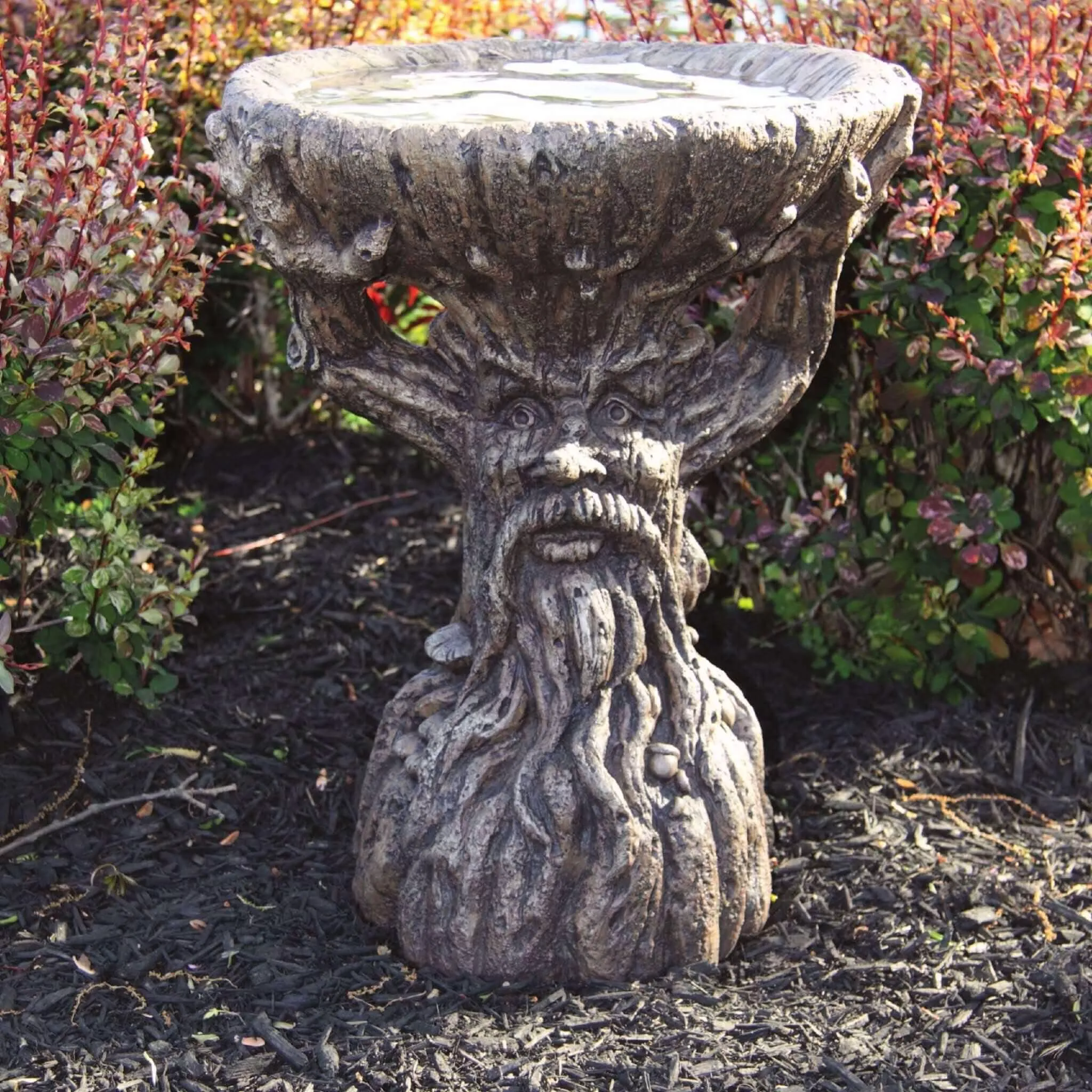 old-sap-tree-trunk-1-piece-concrete-bird-bath-massarellis-9741 "Old Sap" Tree Trunk 1-Piece Concrete Bird Bath - Massarellis #9741
