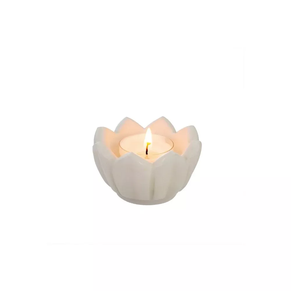 Open Marble Lotus Flower Votive Holder