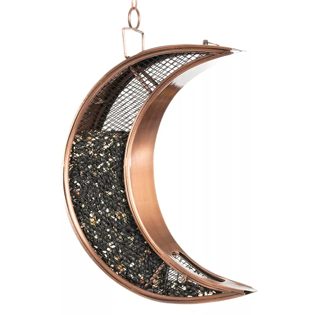 Over The Moon Copper Bird Feeder with Mesh Panels By Good Directions