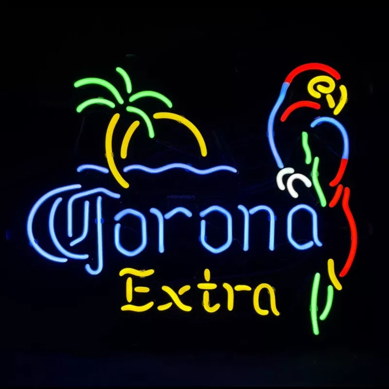 palm-tree-parrot-corona-extra-in-yellow-neon-sign-light Palm Tree Parrot Corona Extra in Yellow Neon Sign Light