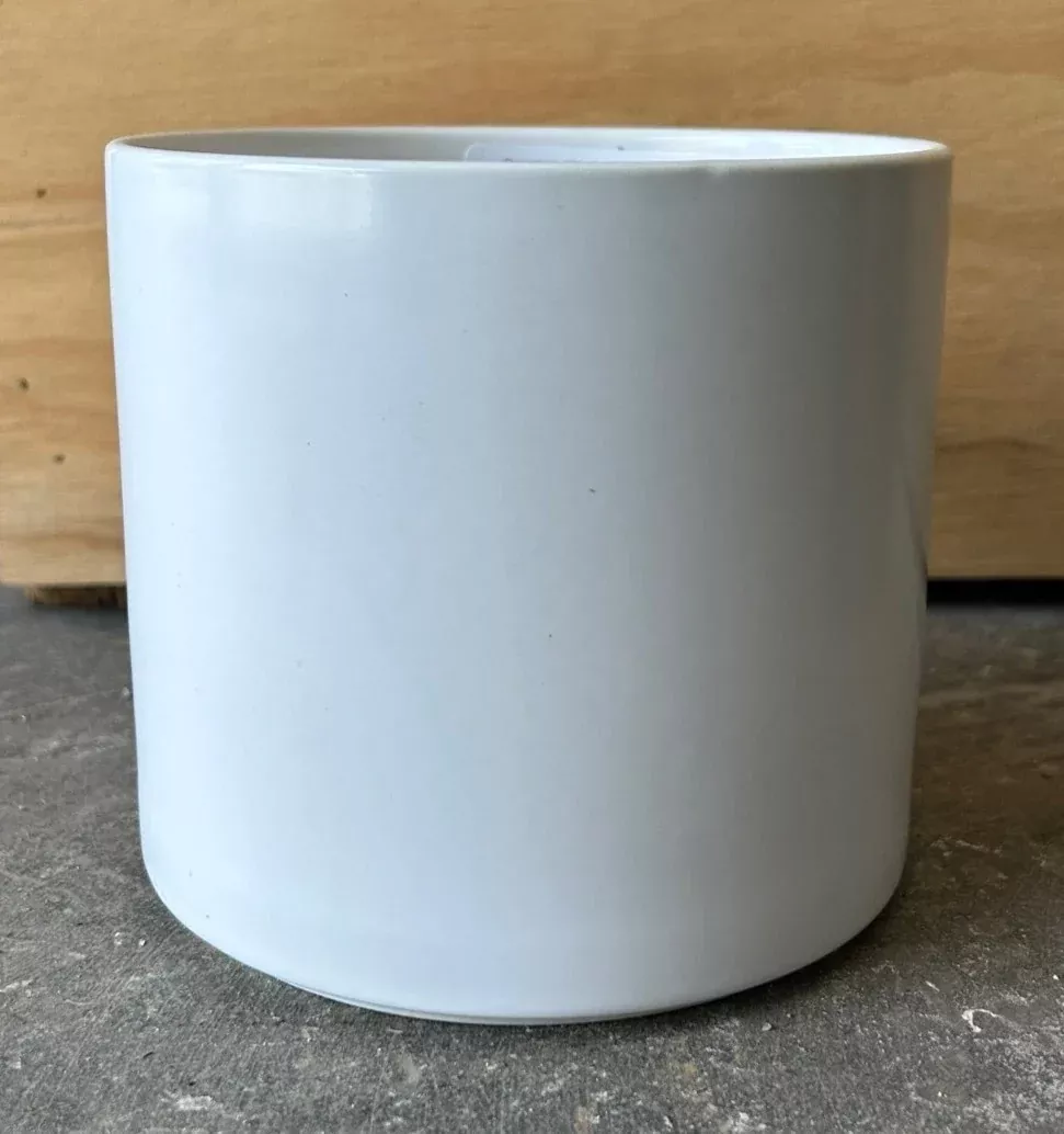 porcelain-glazed-cylinder-pot-white Porcelain Glazed Cylinder Pot - White