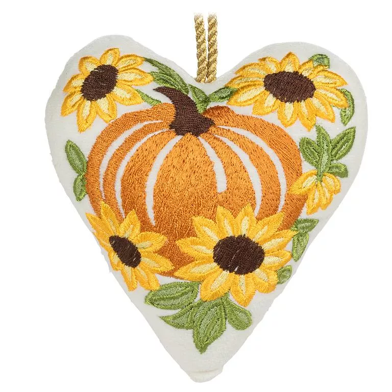 Pumpkin & Sunflower Heart Ornament