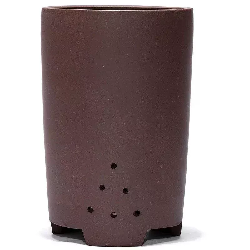 purple-sand-flower-pot-handmade-high-draw-tube-orchid-pot-simple-retro-breathabl Purple sand flower pot handmade high-draw tube orchid pot simple retro breathable pot zisha planter 紫泥 紫砂花盆