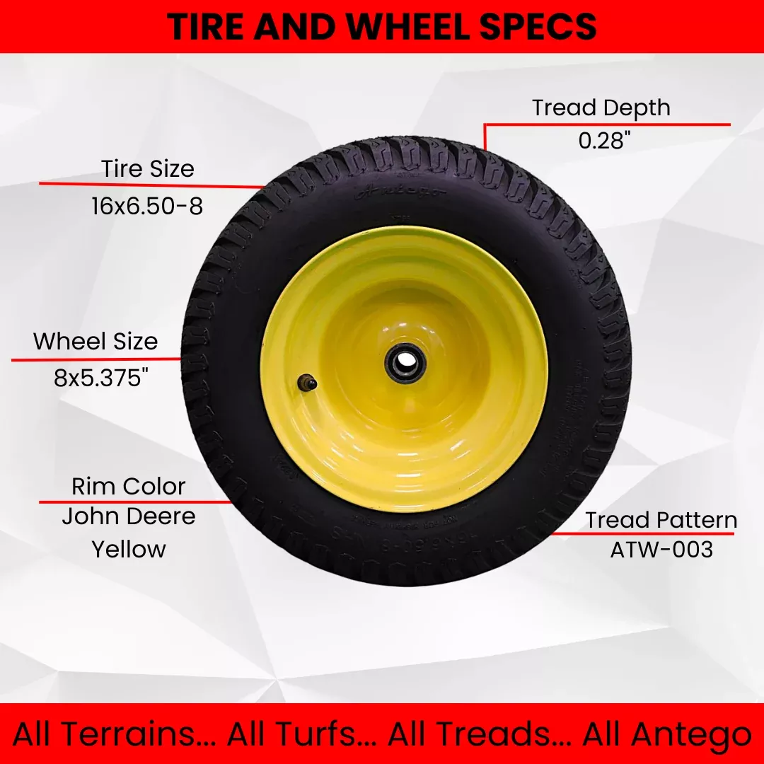 (Qty:1) 16x6.50-8 Turf Tire & Wheel Assembly .75 Precision Ball Bearing - ATW-003