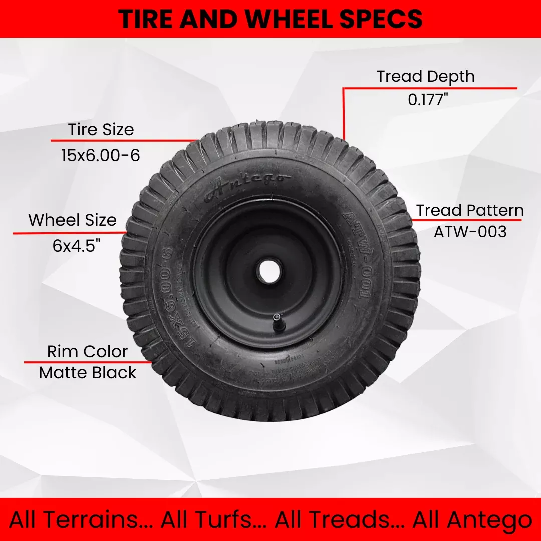 (Qty: 1) Matte Black Universal Fit 15x6.00-6 Tires & Wheels 4 Ply for Lawn & Garden Mower Turf Tires .75" Bearing