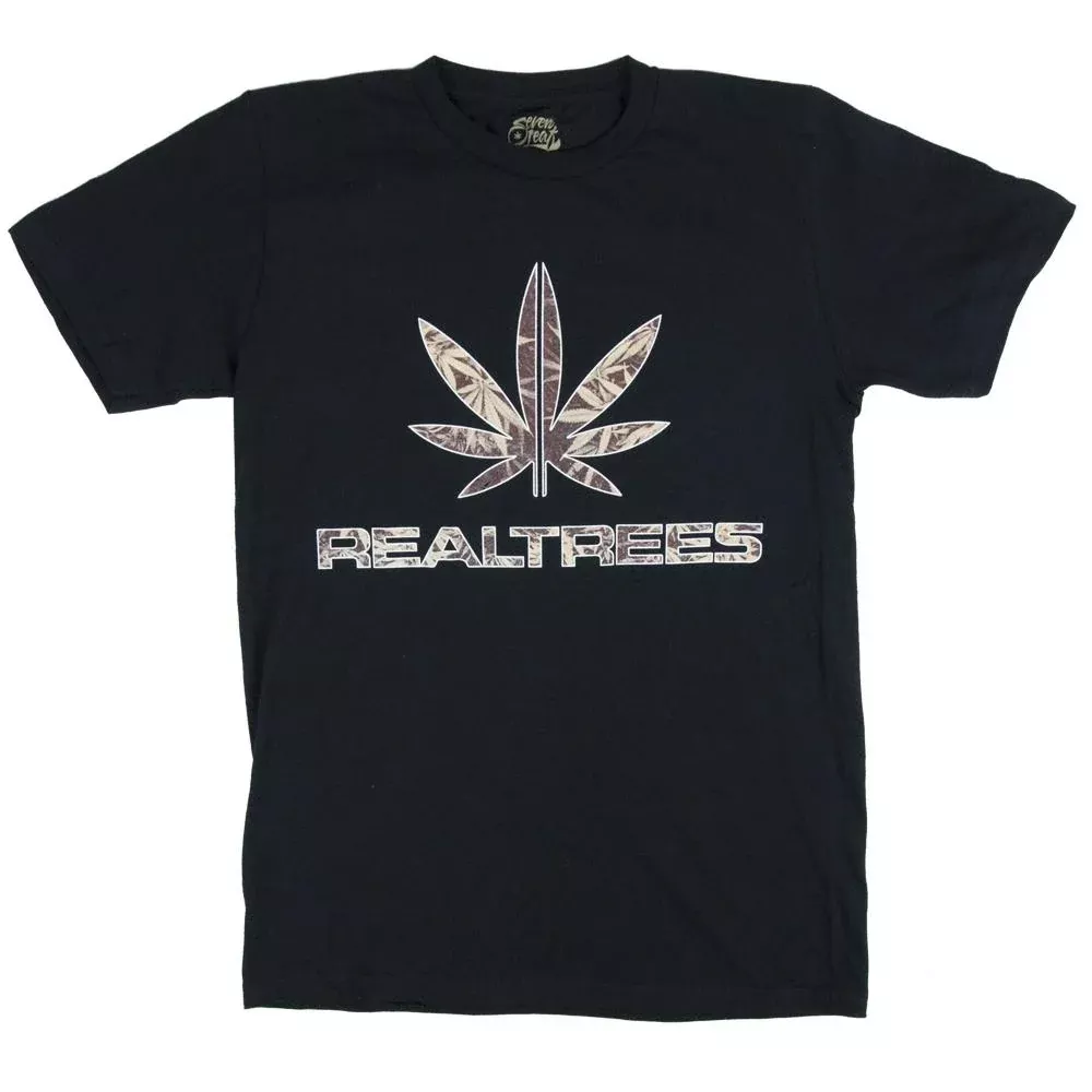 Real Trees Black Seven Leaf T-Shirt MED