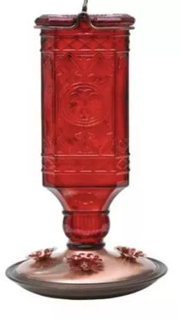 Red Antique Hummingbird Feeder Square