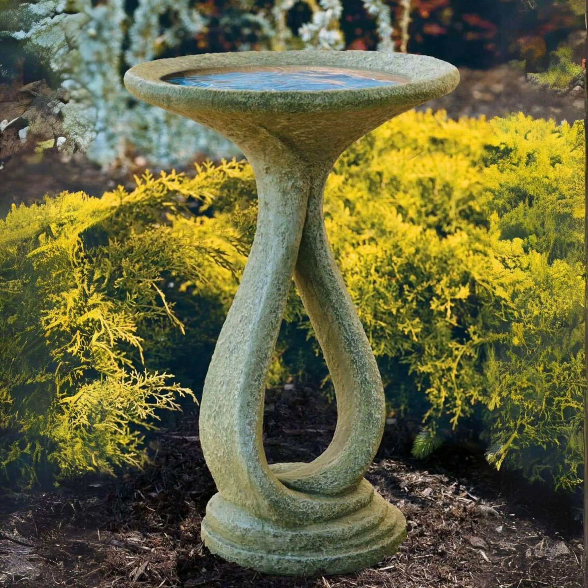 ribbon-1-piece-concrete-bird-bath-massarellis-9728 Ribbon 1-Piece Concrete Bird Bath - Massarellis #9728