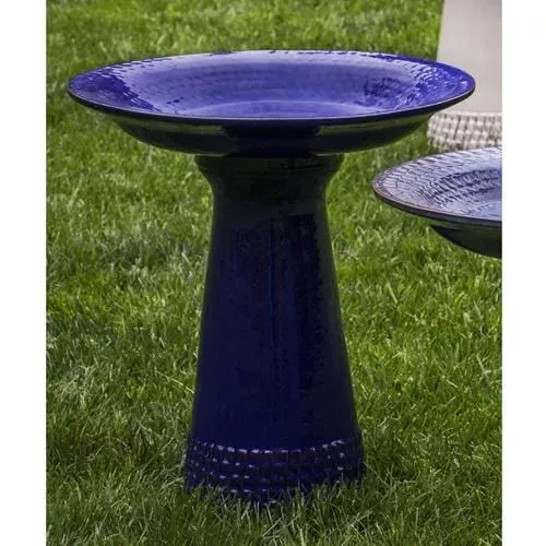 Riviera Blue Tattersall Birdbath