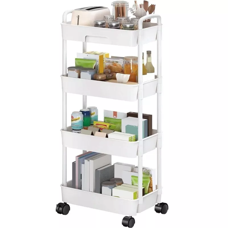 Rolling Utility Cart with Drawer Black