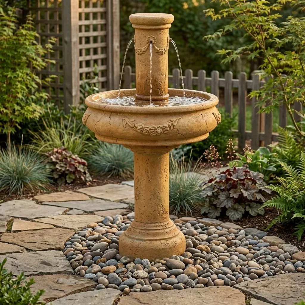 Rosa Column Outdoor Water Fountain with Tall Base