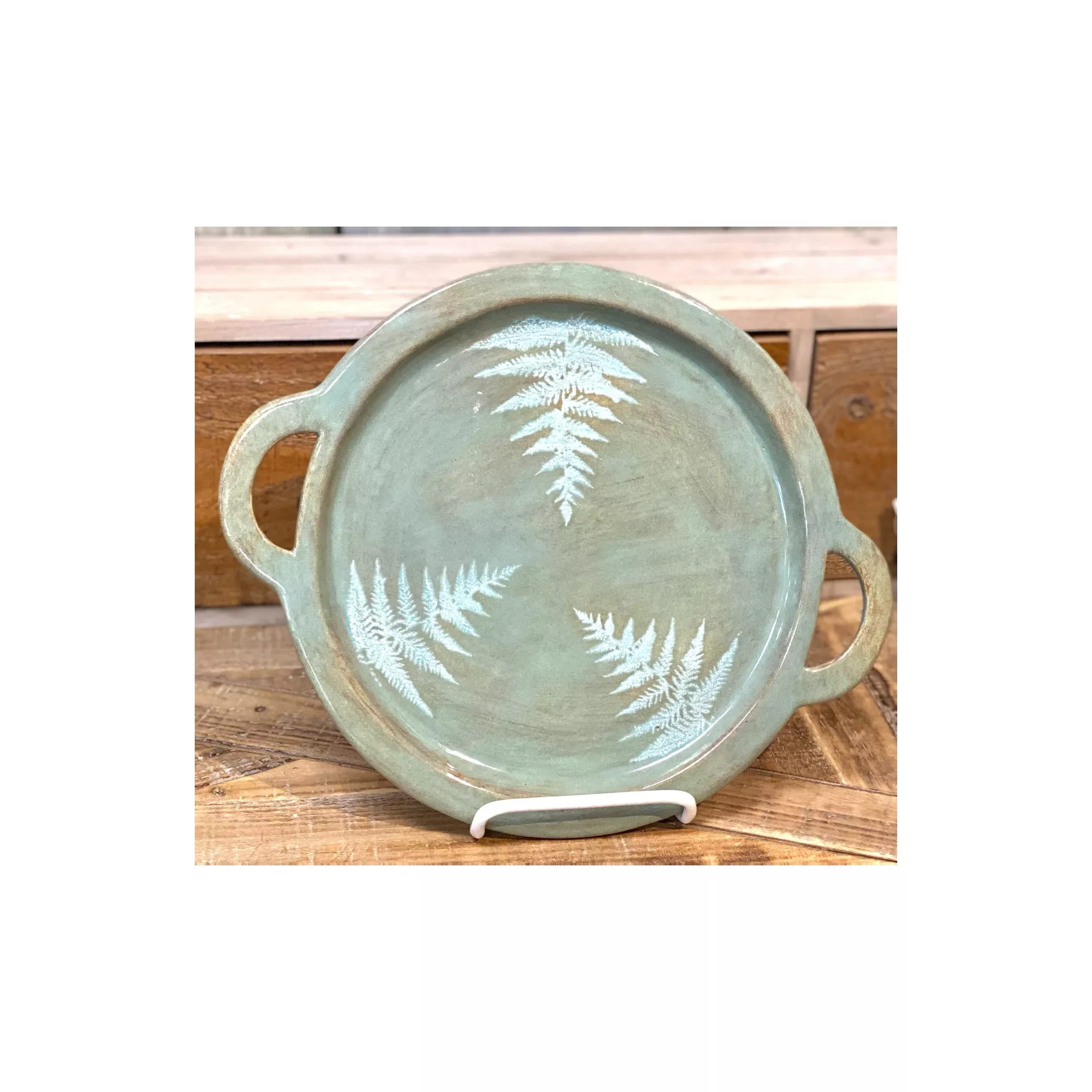 Round Handled Tray- Fern Design