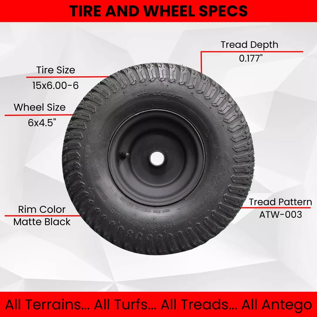 set-4-matte-black-universal-fit-15x6-00-6-tires-wheels-4-ply-lawn-garden-mower-t (Set of 4) Matte Black Universal Fit 15x6.00-6 Tires & Wheels 4 Ply for Lawn & Garden Mower Turf Tires .75" Bearing (ATW-003)