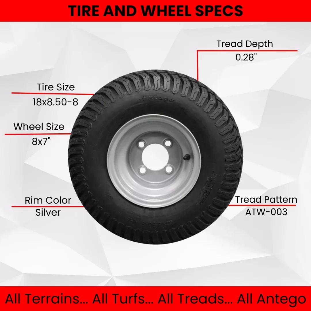 set-four-18x8-50-8-gray-tire-assemblies Set of Four 18x8.50-8 Gray Tire Assemblies