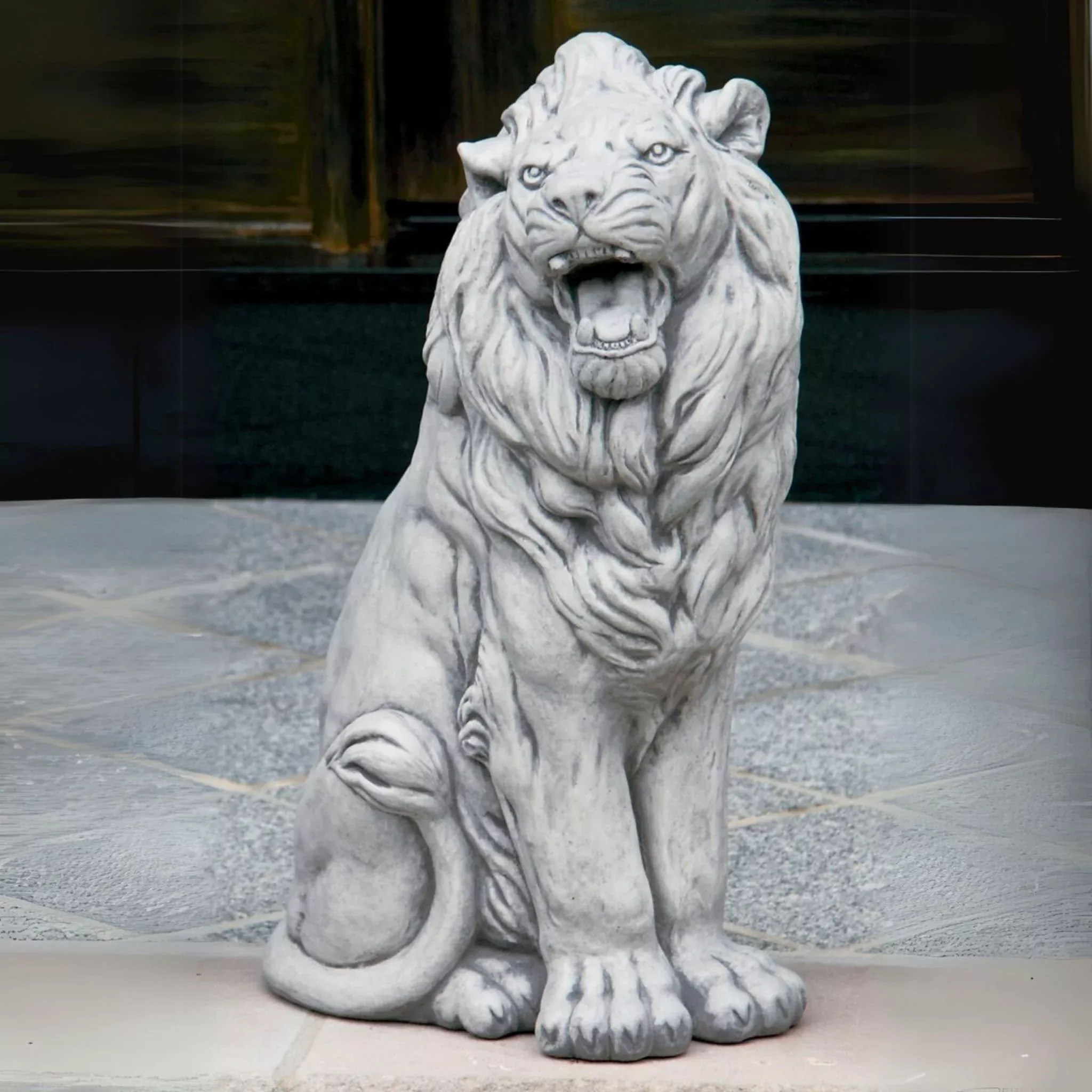 sitting-lion-left-right-concrete-statues-massarellis Sitting Lion Left & Right Concrete Statues - Massarellis