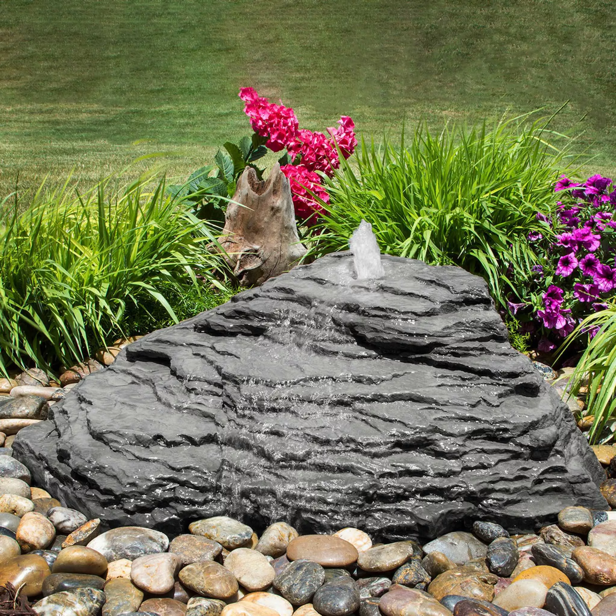 Slate River Falls GFRC Boulder Fountain - Complete Kit - Blue Thumb