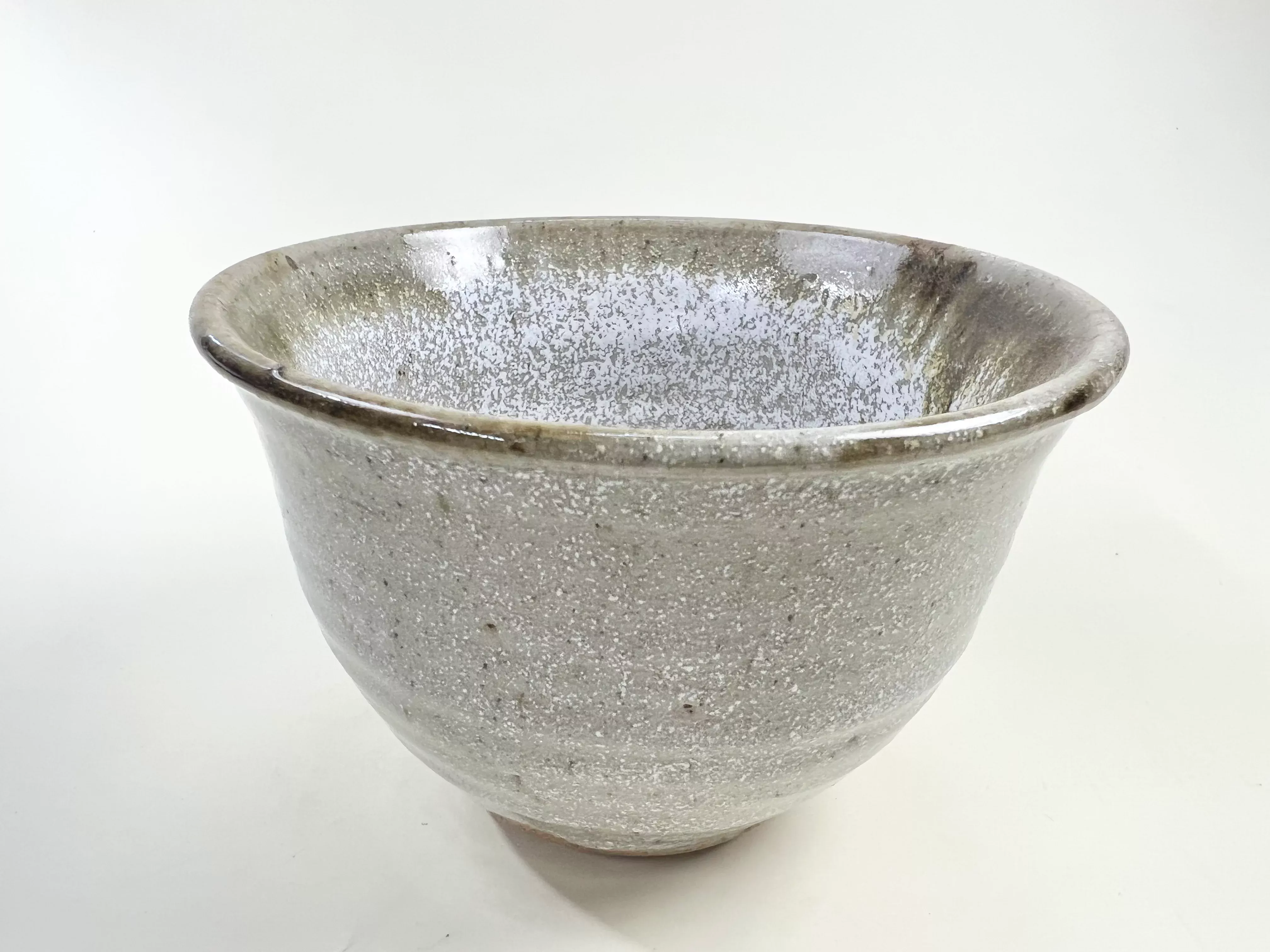 Small Taupe and White Studio Pottery Bowl