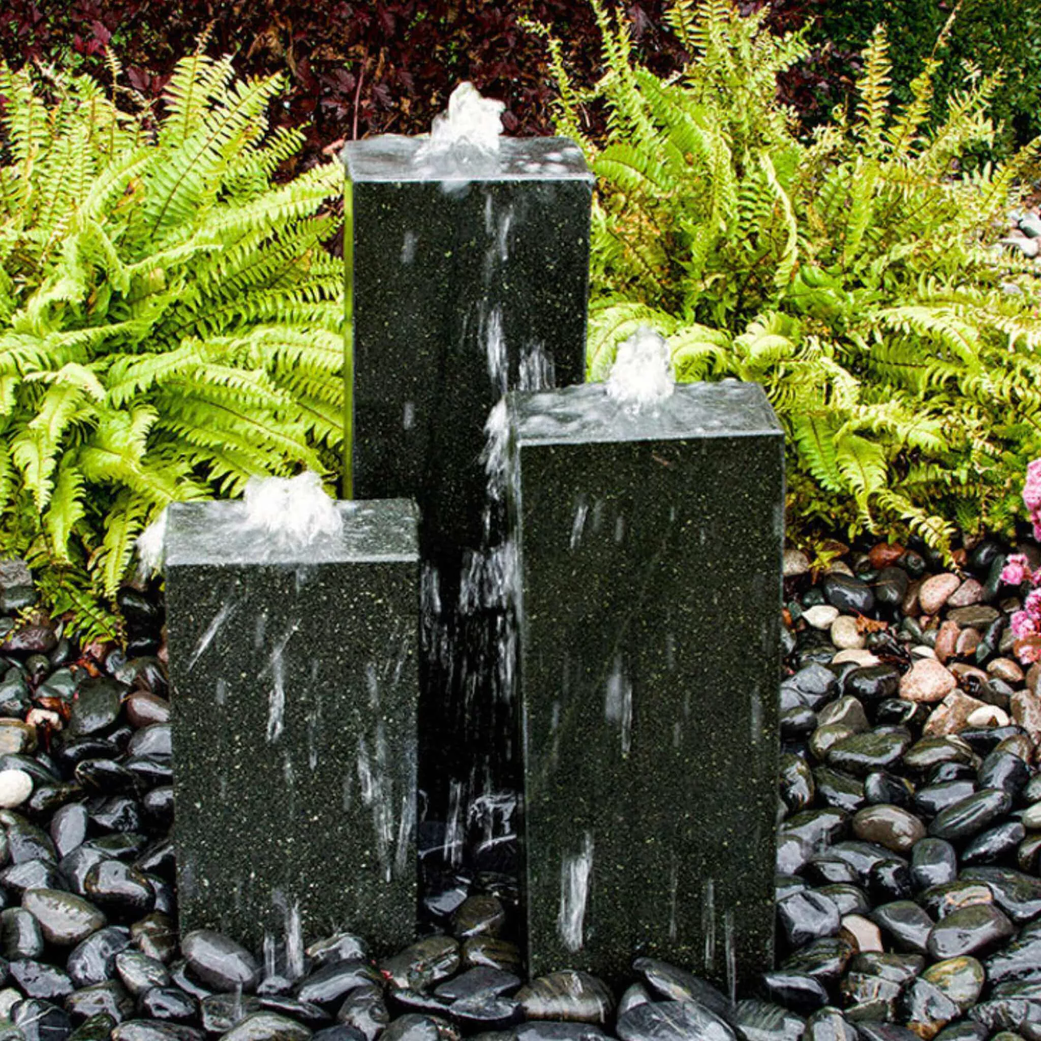 smooth-black-granite-3-column-fountain-complete-kit-blue-thumb Smooth Black Granite 3-Column Fountain - Complete Kit - Blue Thumb