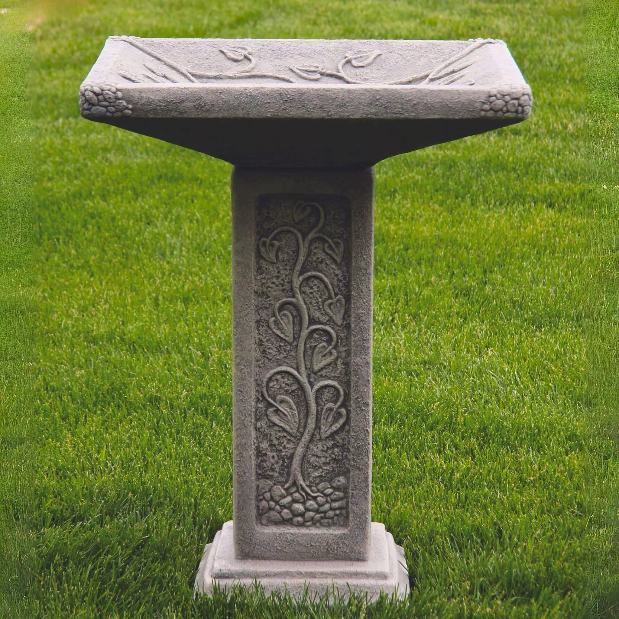 Square 32" Concrete Bird Bath - Massarellis #9717